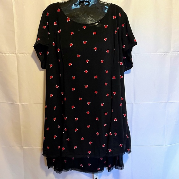 torrid Dresses & Skirts - Torrid Fox Print Dress Size 1 14/16 Black Babydoll Zip Back Animal Crittercore